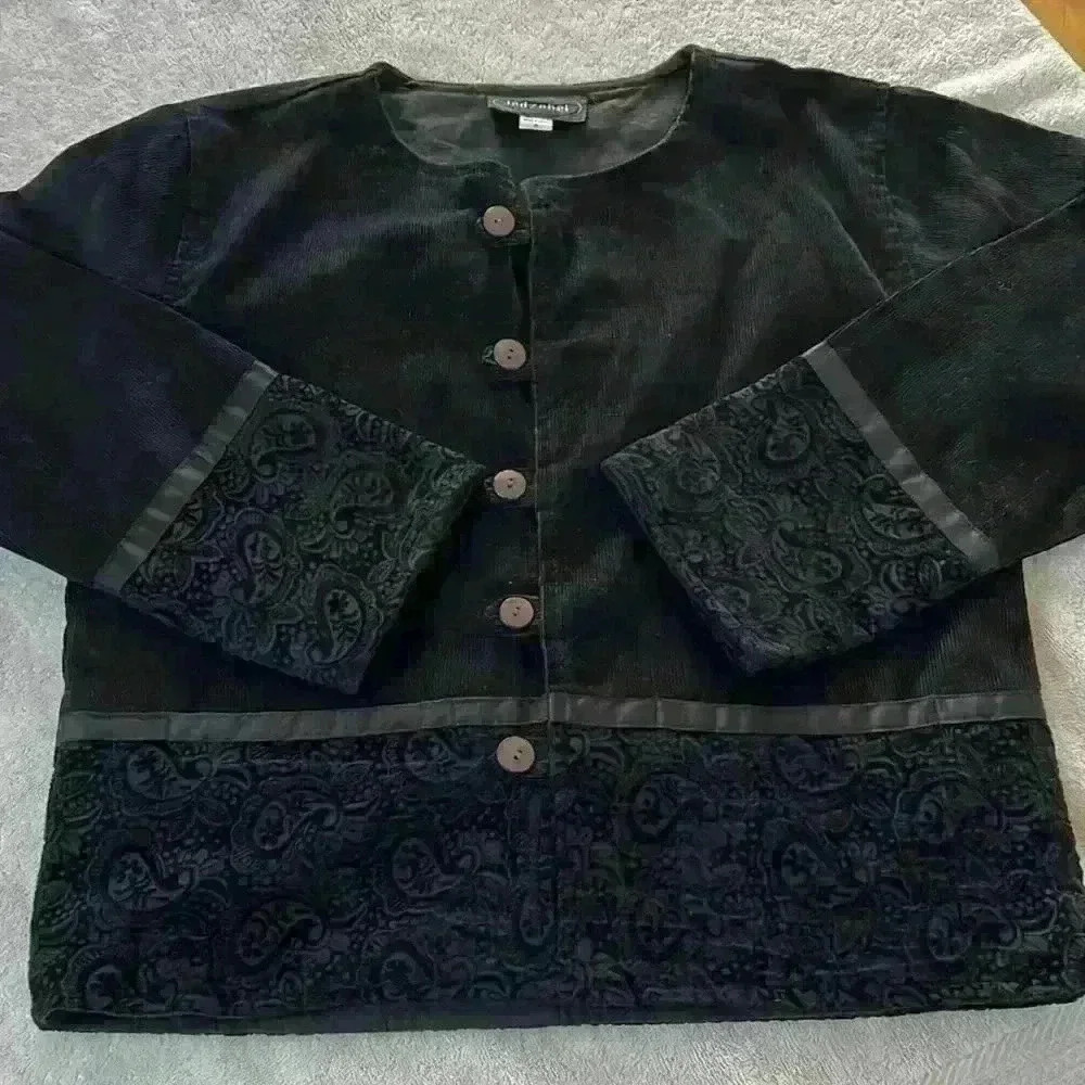 Corduroy Velvet Paisley Lagenlook Artsy Witchy Avant Garde Jacket Blazer 90s Vtg